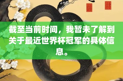 截至当前时间，我暂未了解到关于最近世界杯冠军的具体信息。