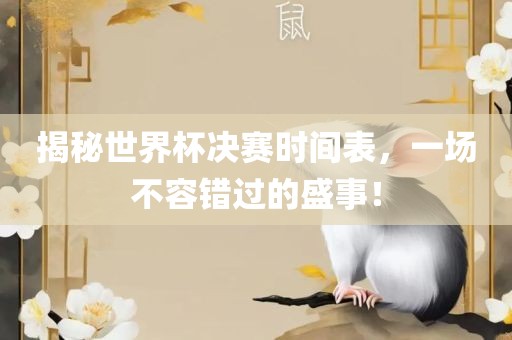 揭秘世界杯决赛时间表，一场不容错过的盛事！金炬实业股份有限公司