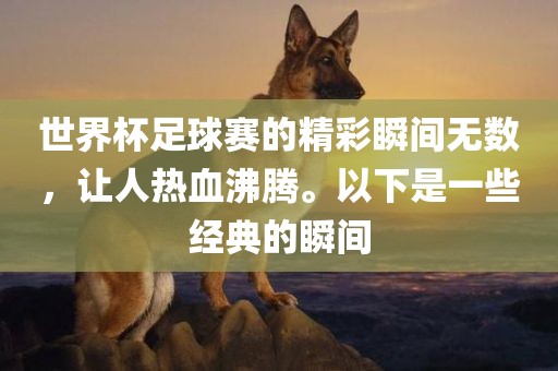 世界杯足球赛的精彩瞬间无数，让人热血沸腾。以下是一些经典的瞬间金炬实业股份有限公司